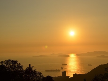 Hong Kong Bay im Sonnenuntergang